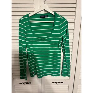 POLO RALPH LAUREN 100% COTTON STRIPED L/S PREPPY‎ ACADEMIA SZ L